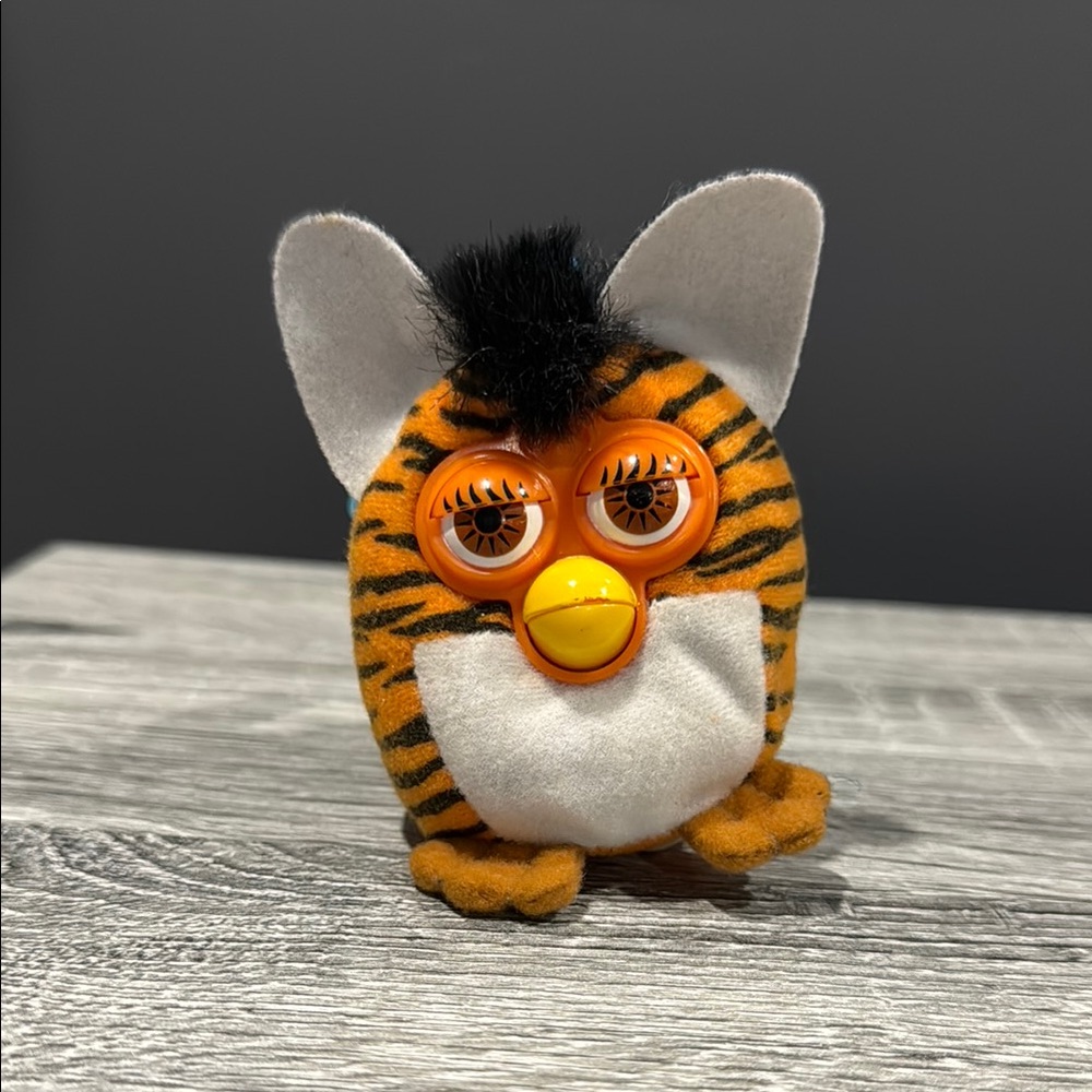 McDonald’s | Orange and Black Zebra Printed Furby (2000) - Plush Bag Clip